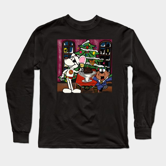 A Very Danger Mouse Christmas Long Sleeve T-Shirt by TL Bugg